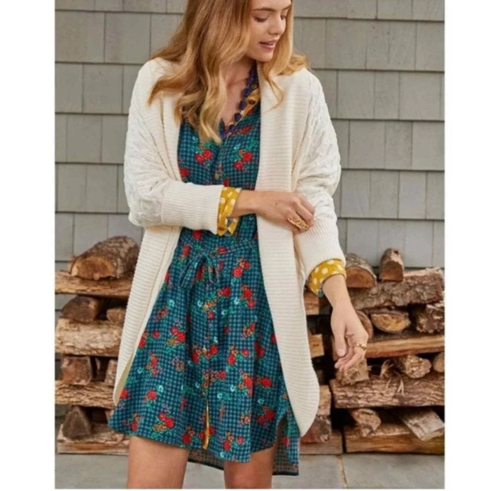 Matilda Jane checkered floral fa la la long sleeve shirt dress green red S - Picture 3 of 16